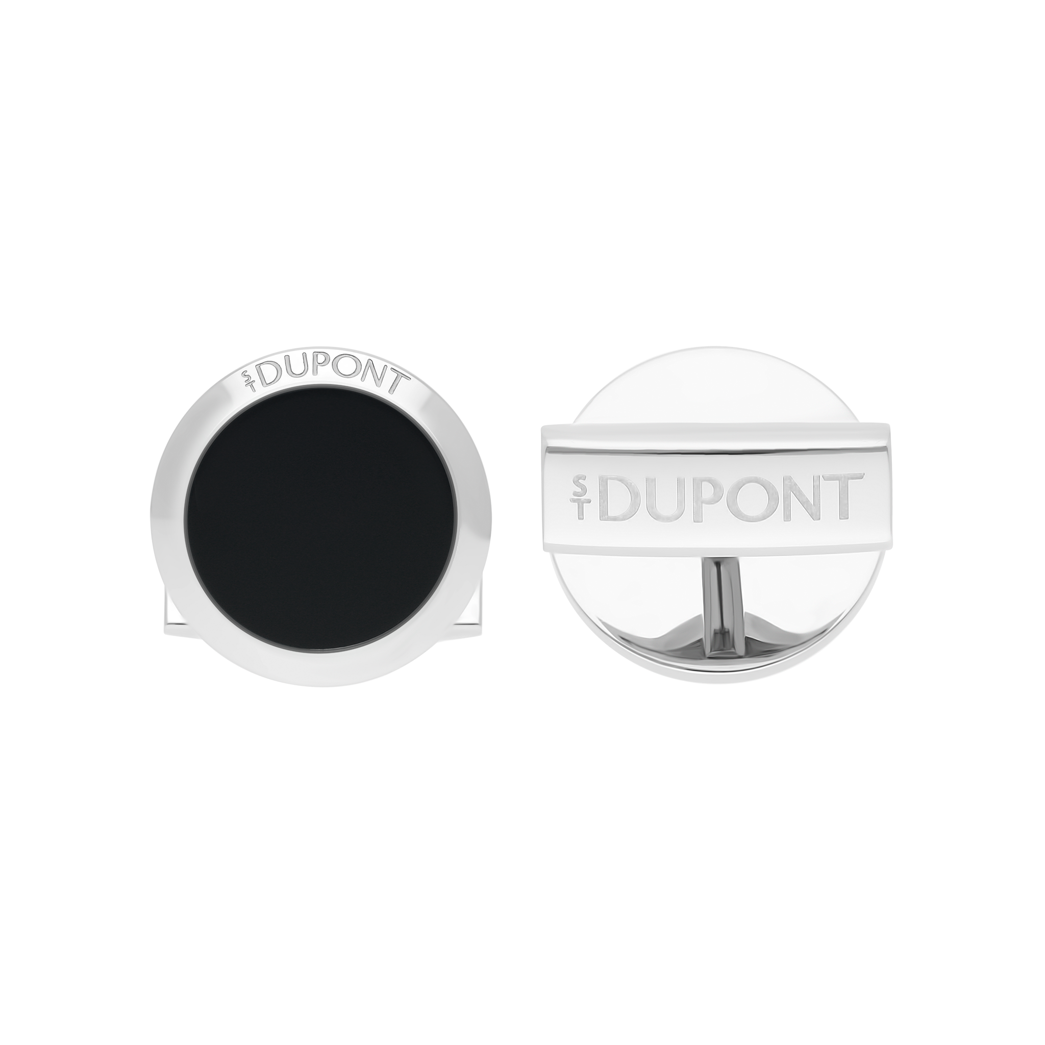 Boutons de manchette ronds en laque noire