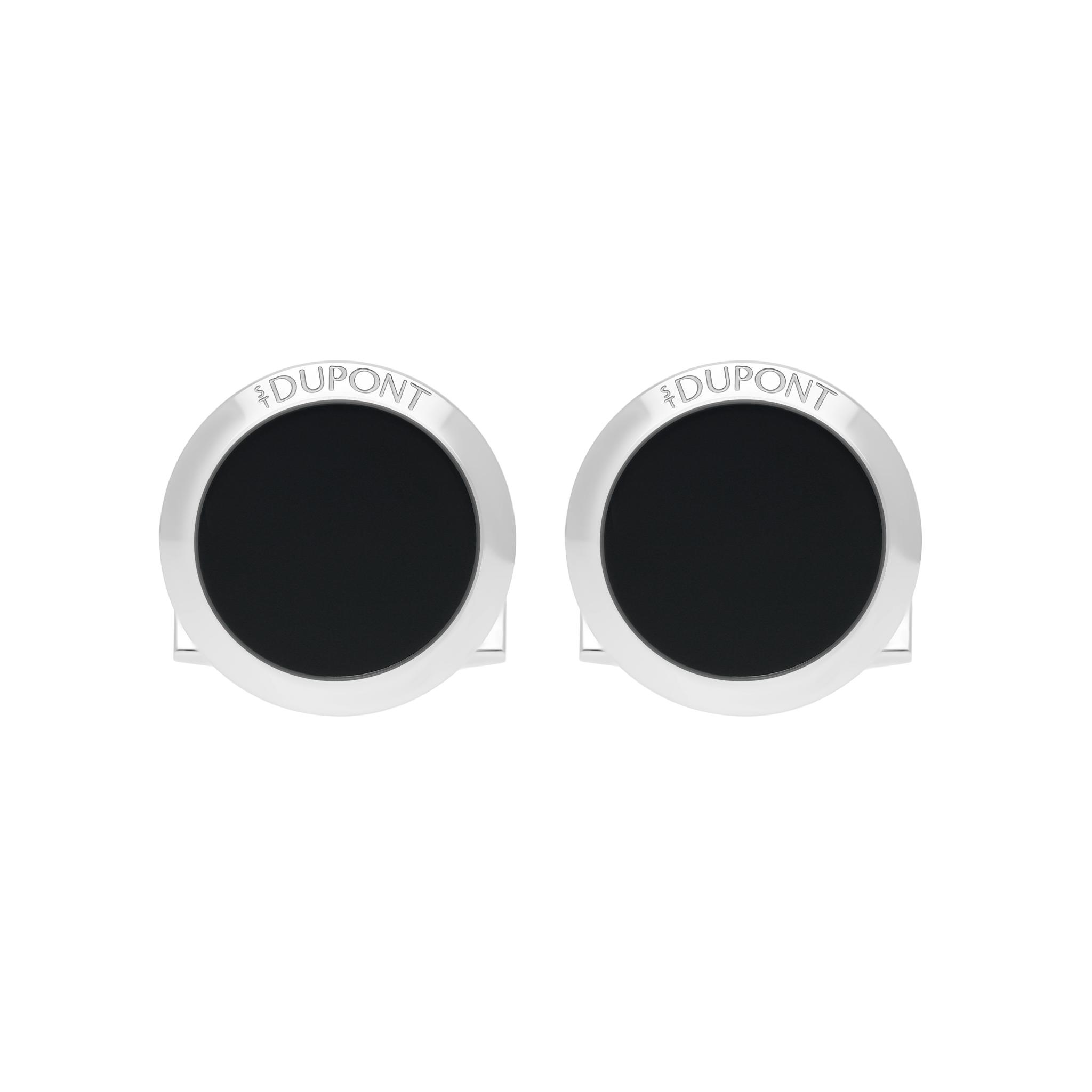 Boutons de manchette ronds en laque noire